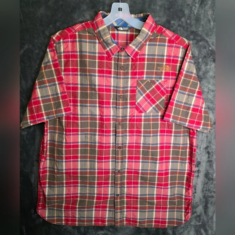 North Face Multicolor Plaid Short Sleeve Button Down Shirt Size XXL